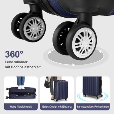 Набір валіз LEADZM 5 шт. з косметичною сумкою, жорсткий набір валіз-ролерів ABS з телескопічною ручкою, ручна поклажа (Турквіз)