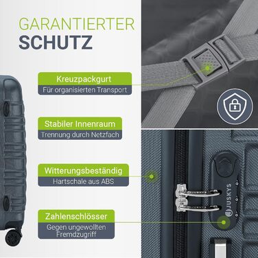 Набір валіз Juskys® з жорстким корпусом (4 шт.) - з кодовим замком, тихі колеса 360°, телескопічна ручка, легкий, колір антрацит