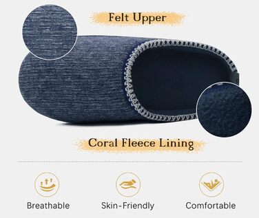 COFACE Чоловічі пантолети з м'якою піною Memory Foam, зручні шльопанці для дому та вулиці (Темно-синій, 47 EU)