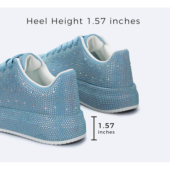 Жіночі кросівки LUCKY STEP зі стразами, платформа, блискучі, модельні, для вечірок, шлюбних свят, прогулянок, 39 EU, блакитний страз