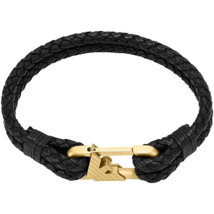 Чоловічий браслет Emporio Armani з нержавіючої сталі або шкіри з застібкою-ланцюгом (кремове золото та чорний)