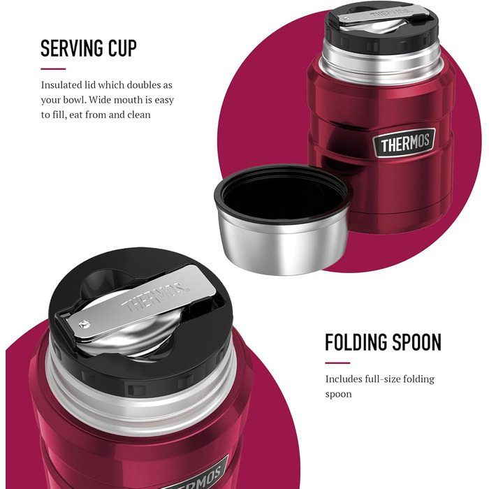 Термос King Reise Thermobecher: термокружка з нержавіючої сталі, 470 мл, червоний (журчений), 0.47 л