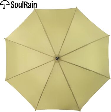 Вітростійкий парасолька SoulRain з класичною дерев'яною ручкою, автоматичне відкриття, прозорий, 121.9 см (Хакі)