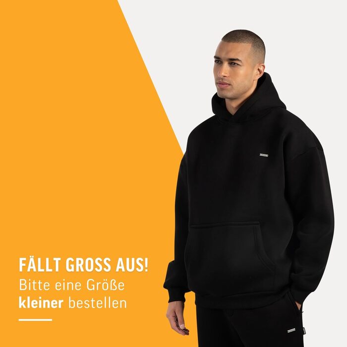 SMILODOX Худі Dawson для чоловіків - Оверсайз толстовка з капюшоном - З довгим рукавом, Ідеально для спорту, стилю вулиці та повсякденного носіння, Зручна та універсальна, Чорний колір