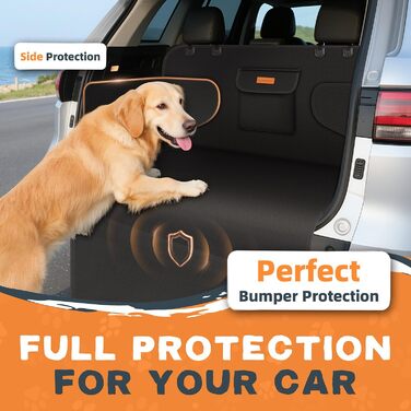 Захист для багажника автомобіля для собак з боковими та захистом від порогу - універсальний килимок для багажника для собак - водовідштовхуючий та стійкий до подряпин - килимок для багажника для автомобіля, універсала, SUV чорного кольору