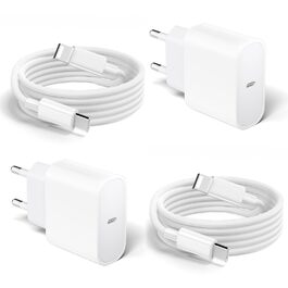 Зарядний пристрій 20W USB-C з кабелем Lightning для iPhone 14/13/12/11/X/XR/XS/Mini/SE - 2 шт, Швидка зарядка PD3.0, Білий