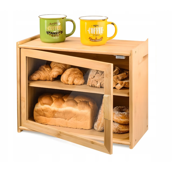 Підставка для нарізання хліба з дошкою MORE&DECO, бежево-коричневий бамбук