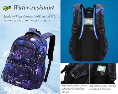 Шкільний рюкзак для хлопчиків Galaxy Print A-блакитний