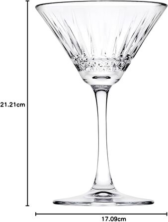 Набір з 4 склянок Мартіні Pasabahce Vintage Elysia, 212,6 г, склянка з огранованим ніжкою, елегантні коктейльні склянки для вечірок та подарунків