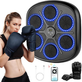 Buba Toys Bluetooth Punching Bag Machine with LED Lights - Rechargeable Wall-Mounted Smart Boxing Trainer for Reflex & Coordination