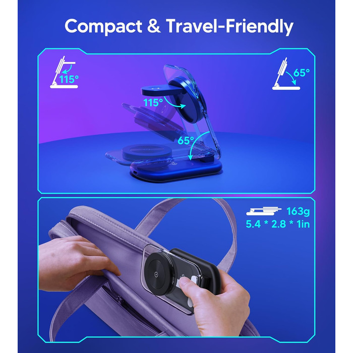 Бездротова зарядка MagSafe 3-в-1 для iPhone, Apple Watch та AirPods, сумісна з iPhone 16/15/14/13/12 Plus/Pro Max