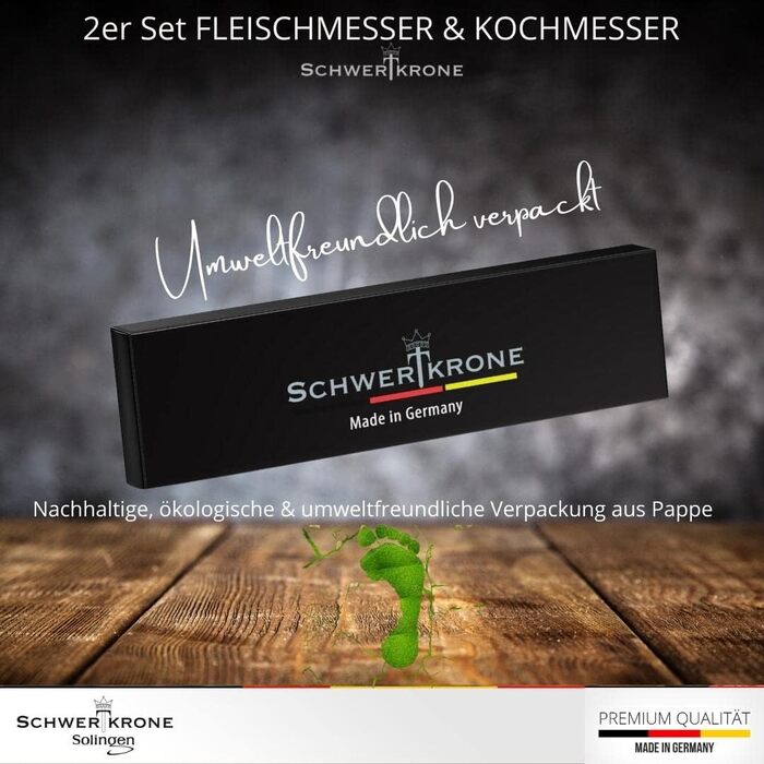 Ніж кухарський Schwertkrone Chefmesser з ручкою з горіхового дерева, 20 см, Made in Germany