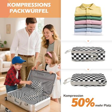 Набори для організації багажу VnioLife: 8 шт. Компресійні куби для подорожей, сумки-органайзери для валізи, рюкзака (Блакитний)