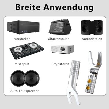 Конектори для акустичних кабелів Monosaudio SY1508R, позолочені (родий), Y-подібні плоскі клеми з гвинтовим затискачем, 8 шт. (для кабелів до 4,5 мм)