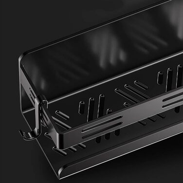 Настінна полиця для спецій та кухонного приладдя, чорна (40 см)