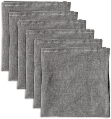 Linendo Linen Napkins, 100% Pure Linen, Grey, 38 x 38 cm, 6 Pieces, European Flax, Linen Napkins, Washable Reusable Cloth Napkins
