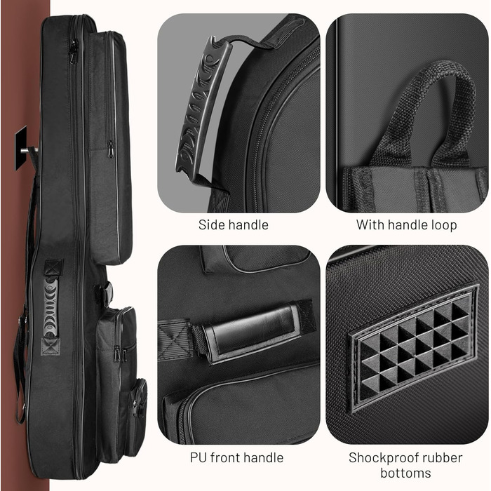 Чохол для гітари Gig Bag Cahaya: водонепроникний, з кишенями для аксесуарів та підставка для нот, 40/41 дюйм