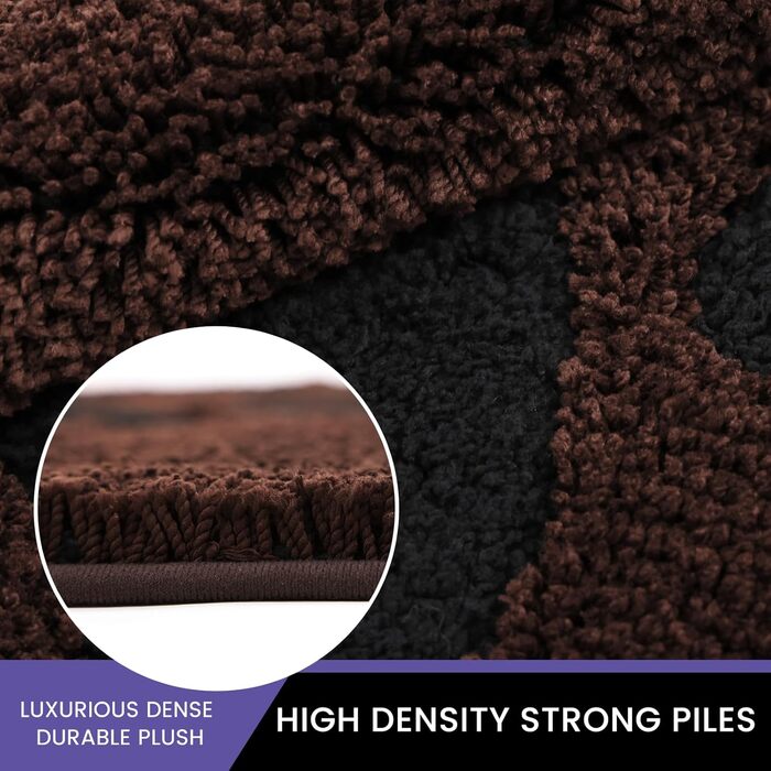 Килимок для дому 50x80 см, антиковзкий, миючий, низький профіль, супер вбираючий, для брудних лап собак, коричневий