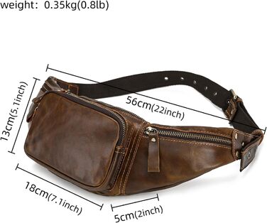 Чоловіча поясна сумка з натуральної шкіри Luufan, колір кавовий