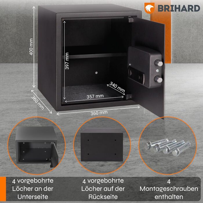 Сейф цифровий LCD для дому та офісу сталевий 20л (25x35x25 см) з вогнестійкою кишенею для документів, грошей та цінностей