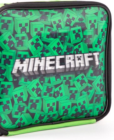 Набір ланч Minecraft Creeper: ланчбокс, пляшка та контейнер для перекусу. Ідеальний подарунок для хлопчиків-геймерів. Темно-зелений.