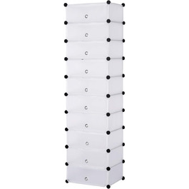 WOLTU Shoe Box, Shoe Storage, Set of 10, Stackable Design, for 20 Pairs, with Door, Hooks, 40x30x170 cm, White (47 x 35 x 170 cm, White)