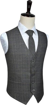 Жилет для чоловіків HISDERN з візерунком у клітинку, для весілля та офіційних заходів, бавовна, світло-сірий, 3XL