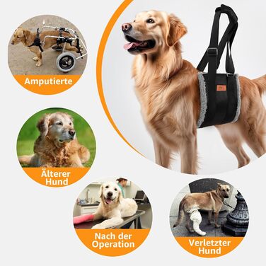 Регульована переносна допомога для собак, переносна лямка для реабілітації, поранених, травмованих або літніх собак - шлейка для собак як засіб допомоги при ходьбі для маленьких і великих собак, сірий колір, XL