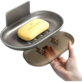 Миска для мила без свердління з отвором, тримач для мила на стіну для душу (сірий)