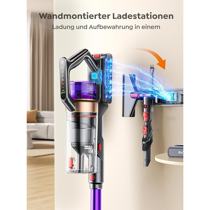 Бездротовий акумуляторний пилосос INTETURE 50KPa, 600W, 65 хвилин роботи, з док-станцією, автоматичний режим, сенсорний екран, антизаплутана щітка, для будь-яких поверхонь