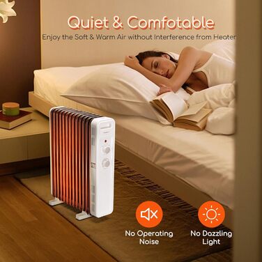 Електричний масляний радіатор Aigostar 2500W з термостатом, 13 ребер, 30м², 3 режими, захист від перекидання та перегріву