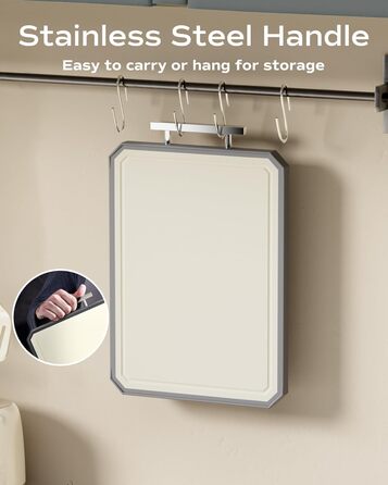 Нержавійна дошка для нарізання SNOWCLAD з пшеничного полова та поліпропілену, 40.6 x 27.9 см, велика, для м'яса, безпечна, для кухні, миється в посудомийній машині