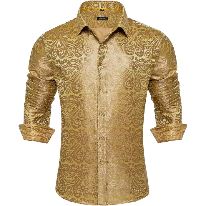 Краватка DiBanGu для чоловіків, шовкова краватка з нагрудною хустинкою, комплект для весілля, нагрудні хустинки, формальний стиль, універсальний розмір (3XL), колір шампань/золото