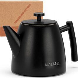 Чайник MALMØ з ситечком - термочайник з подвійними стінками, з нержавіючої сталі 304 - чайник з ситом, 100% без протікань, чорний