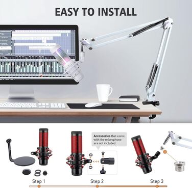 Підставка для мікрофона SUNMON для HyperX QuadCast та інших моделей, регульована, з адаптером 3/8' - 5/8', комплект з пінопластовим захистом