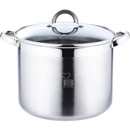 Каструля Renberg Alexander 12 л з нержавіючої сталі 28x21,5 см з кришкою, 5-шаровим дном, мірною шкалою, для всіх типів плит