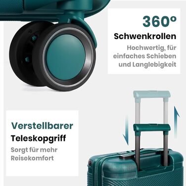 Набір валіз Tavoxda 3 шт. з TSA-замком, великі, для жінок та чоловіків, зелені