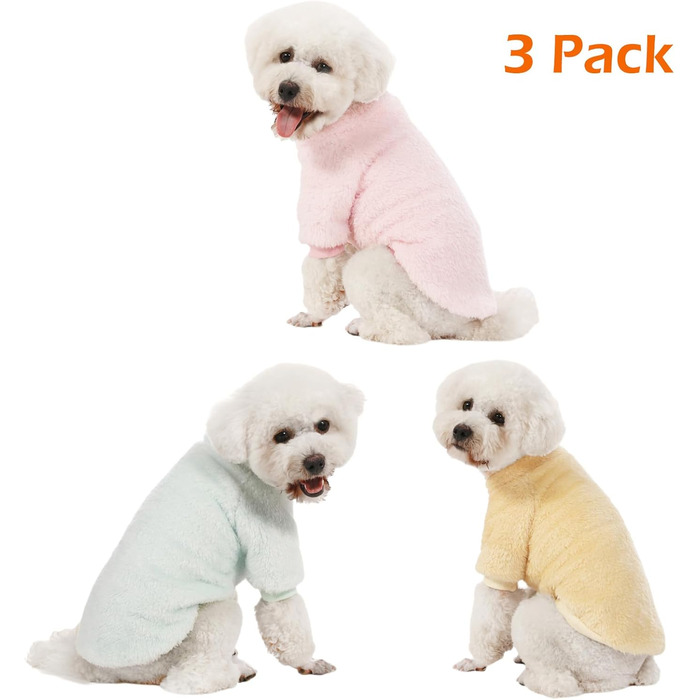 Dog Sweaters, 3-Pack, Dog Sweaters for Small Dogs, Dog Clothes for Small Dogs, Girls and Boys, Ultra Soft and Warm Puppy Sweater Dog Coat for Winter Christmas (XXS,