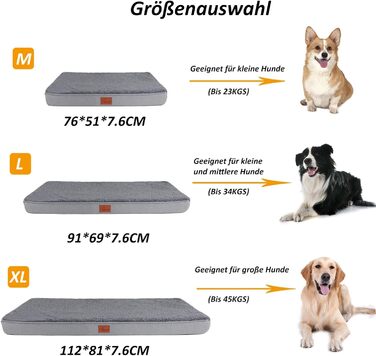 Килимок для собак Caliyo, середнього розміру, 91x69x7.6 см, з Memory Foam, сірий, можна прати