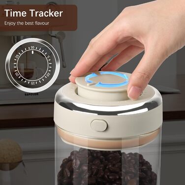 Герметичний контейнер для кави з нержавіючої сталі, 1.7L, з клапаном та індикатором дати, прозорий, для кавових зерен, горіхів, какао, чаю. HK006-01