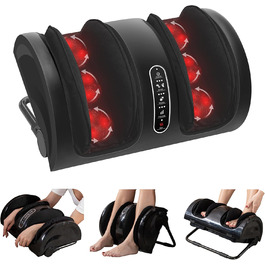 Масажер для ніг Snailax Shiatsu з підігрівом, масажер для литок, електричний, для зняття болю, з функцією розминання та роликів, чорний