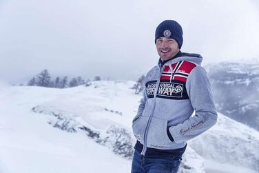 Чоловіча толстовка-худі Geographical Norway Flyer з капюроном та кишенєю-кенгуру, теплий світшот на блискавці, чорний, розмір S