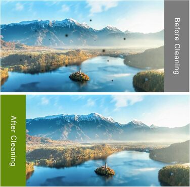 Набір для чищення камери 14-в-1: об'єктиви, фільтри, мобільні телефони. Включає стилус, щітку, повітряний дмухач, серветку.