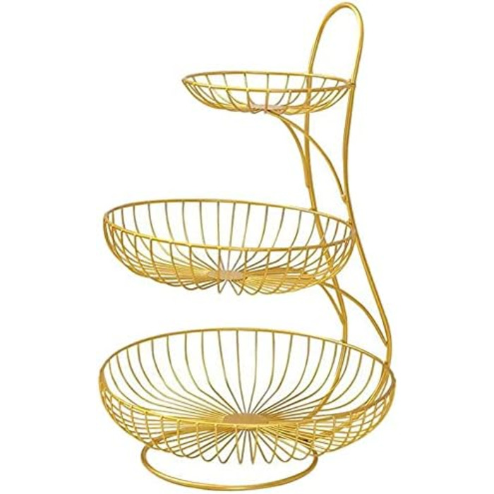 Дратяна корзина для фруктів та овочів на 2-3 ярусах (золота)