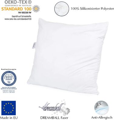 H&F Heimtextilien Top Quality Pillow 80x80 | Allergy-Friendly Pillow with Oeko-TEX Certified | Cover: 100% Microfiber | Filling: 1100 Grams Polyester 1 80 x 80 cm