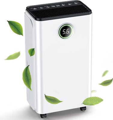 12L/Day Dehumidifier, Auto Dehumidification, 24H Timer On/Off, Continuous Drainage, Powerful Room Dehumidifier with LED Display and Control, Against Moisture