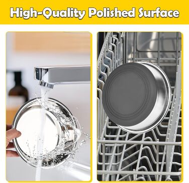 Набір з 4 мисок для собак з нержавіючої сталі, неслизькі миски для корму та води, підходять для собак маленьких, середніх та великих порід