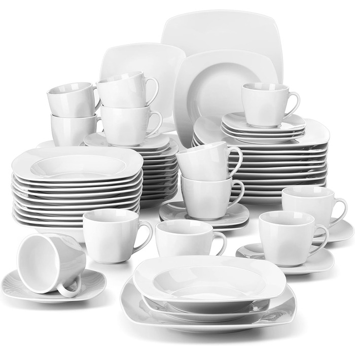 MALACASA, Julia Series, Dessert Plates Set of 6, 16.7cm Dinner Plates Porcelain, Cake Plates for 6 People.