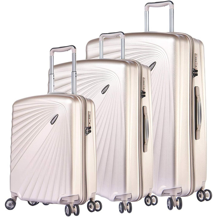 ABISTAB VERAGE Kinetic 4-Double-Wheel Trolley Large, Weighs -76cm, 106-127 Expandable, TSA Lock, ABS/PC Hard Shell Suitcase, Travel Suitcase, Burgundy (Metallic Champagne, SML)