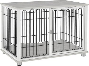 Клітка для собак PawHut з подушкою, регульовані ніжки, столик, сталевий каркас, сіра, 90 x 58 x 62,5 см, до 20 кг